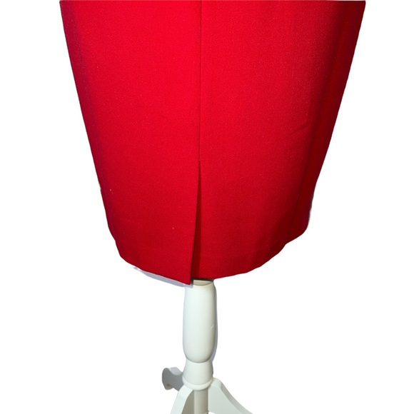 Same Pencil Dress except Red. Jewel neck, Short puff sleeve. - Picture 8 of 14